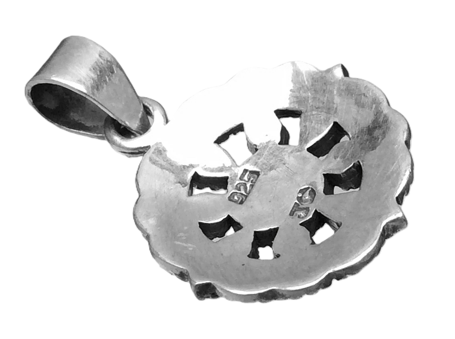 Sterling 925 Silver Marked Turquoise Marcasite Stones 3 Grams Pendant B640